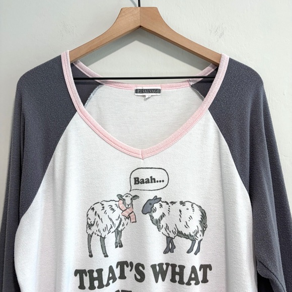 PJ Salvage Long Sleeve Soft That’s What Sheep Said Pajama Sleep Top - Picture 5 of 11